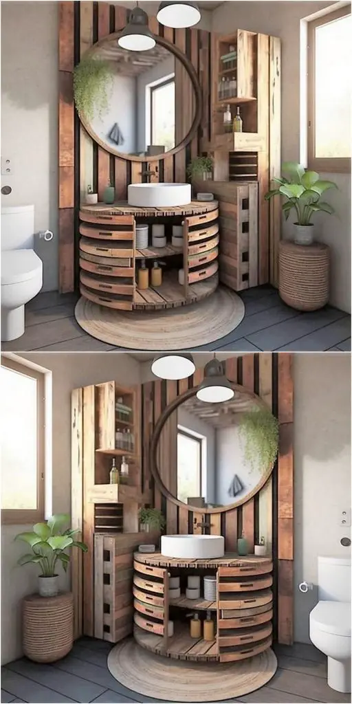 Create your own rustic bathroom vanity with pallet wood