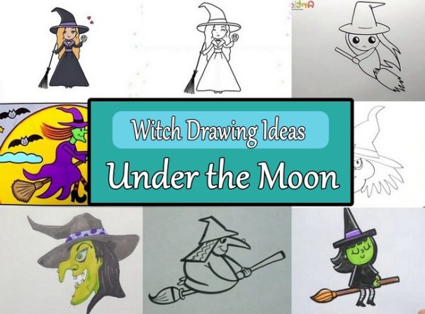 Witch Drawing Ideas Under the Moon
