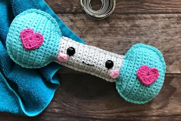 Playful Dumbbell Amigurumi for Fitness Enthusiasts