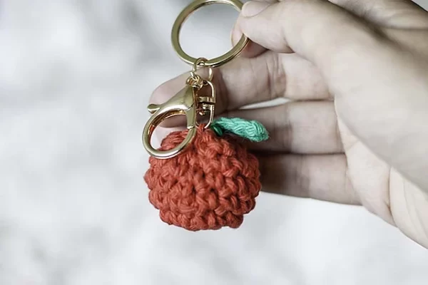 Apple Shape and Leaf Keychain Fun Crochet Amigurumi