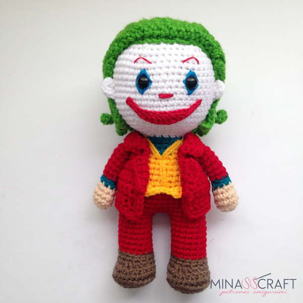 crochet Joker inspired miniature character Amigurumi