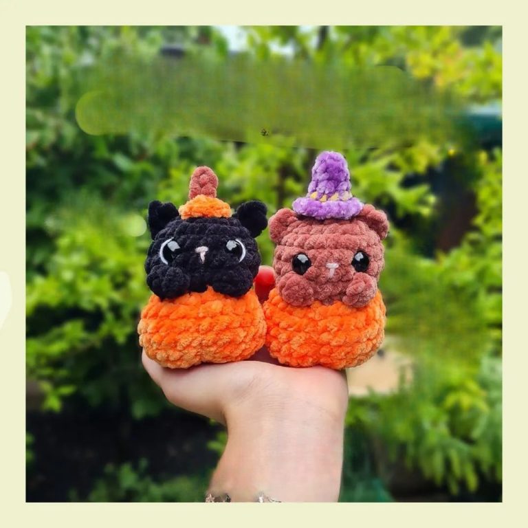 Crochet Plush Pumpkin Cat and Bear Halloween Pattern