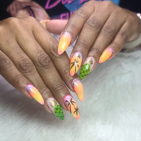 Tropical Pineapple Nails