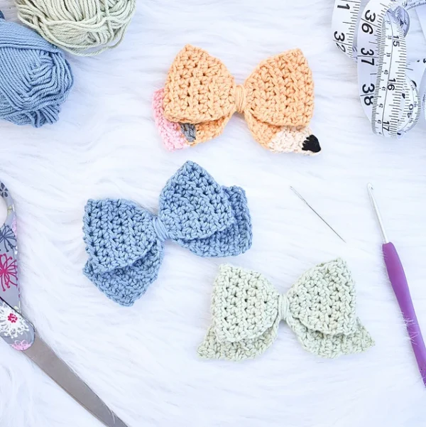 Beautiful Handmade Crochet Hair Bow For Stylish And Elegant Look