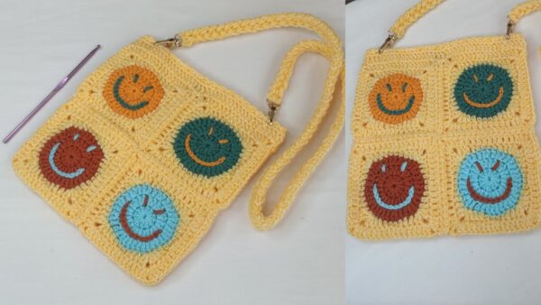 Handmade Smiley Face Crochet Bag for Fun and Fashion