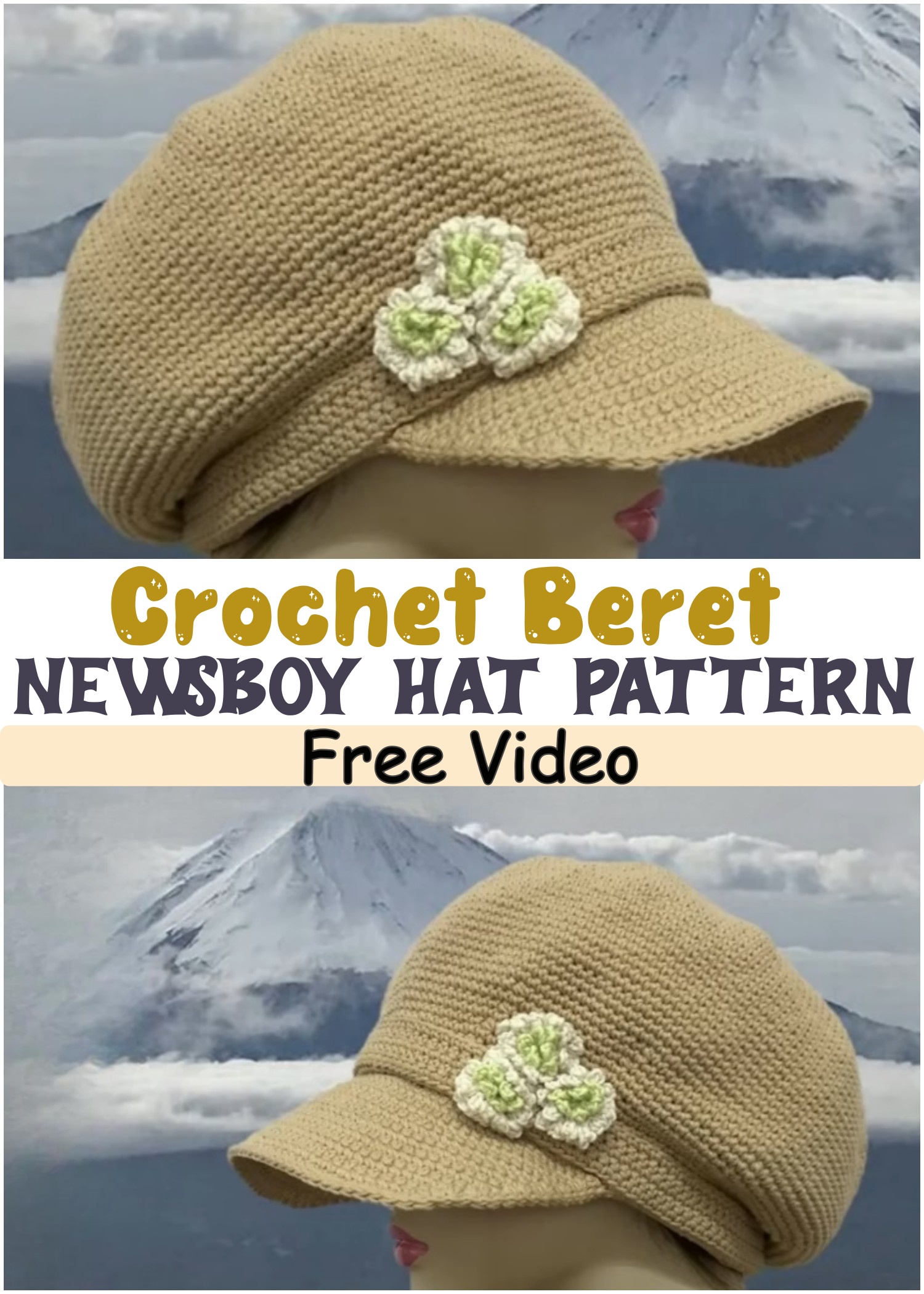Crochet Beret Newsboy Hat Pattern