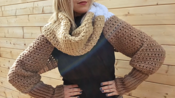 Cozy Crochet Sweater Scarf Wrap For Stylish Winter Comfort