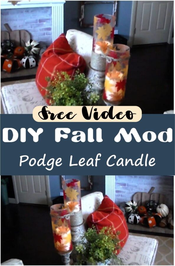DIY Fall Mod Podge Leaf Candle