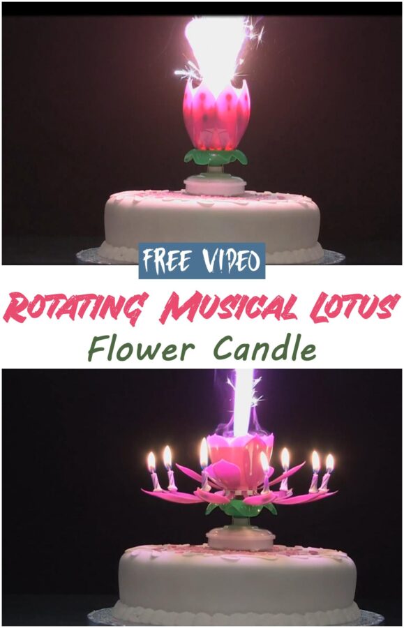 Rotating Musical Lotus Flower Candle