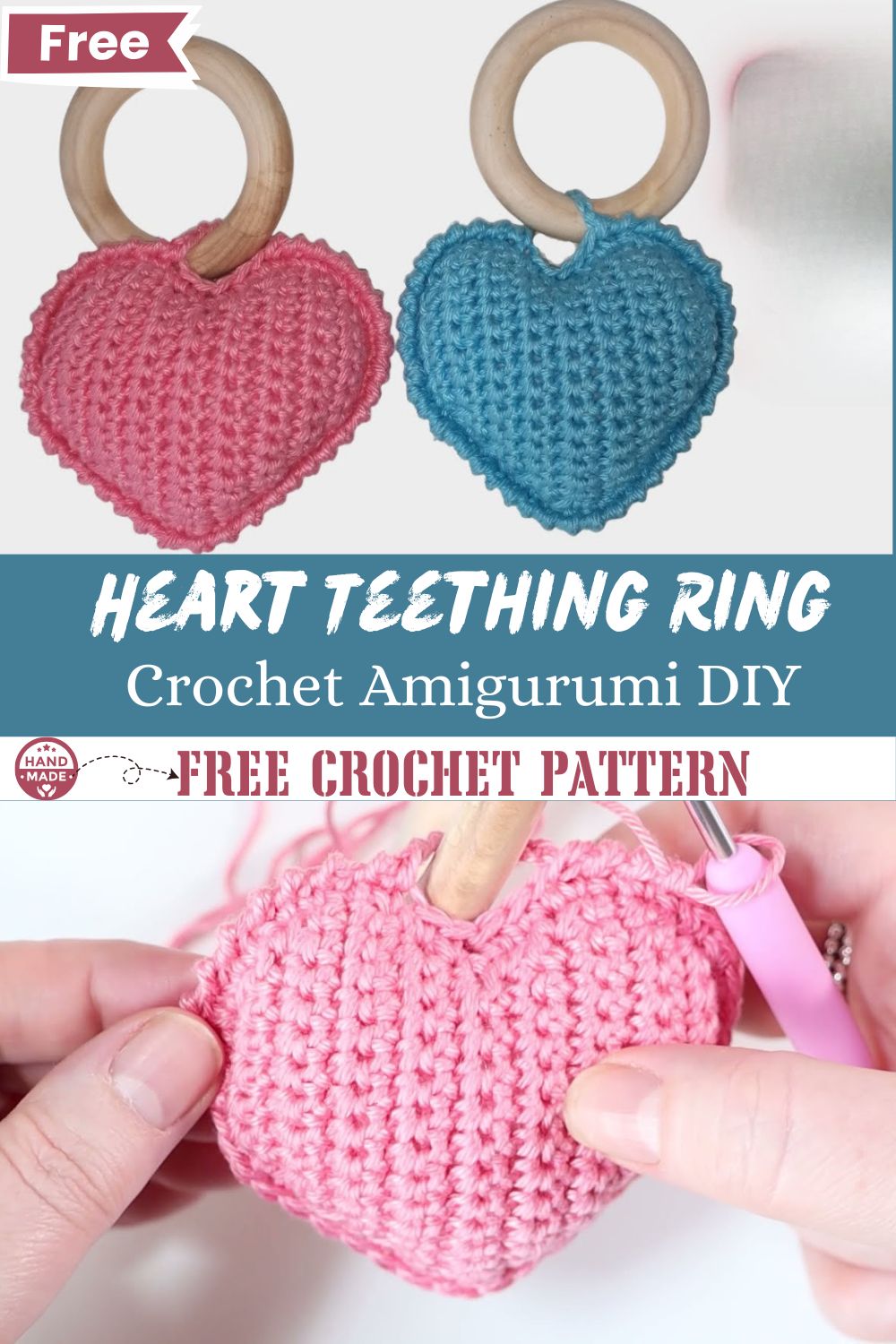 Adorable Crochet Heart Teething Ring Amigurumi DIY