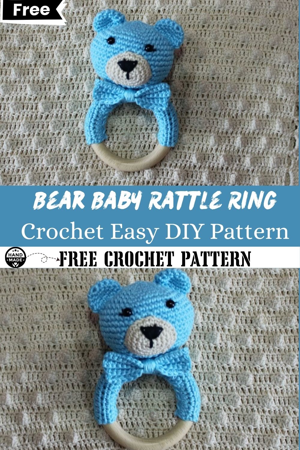 Crochet Bear Baby Rattle Ring – Easy DIY Pattern