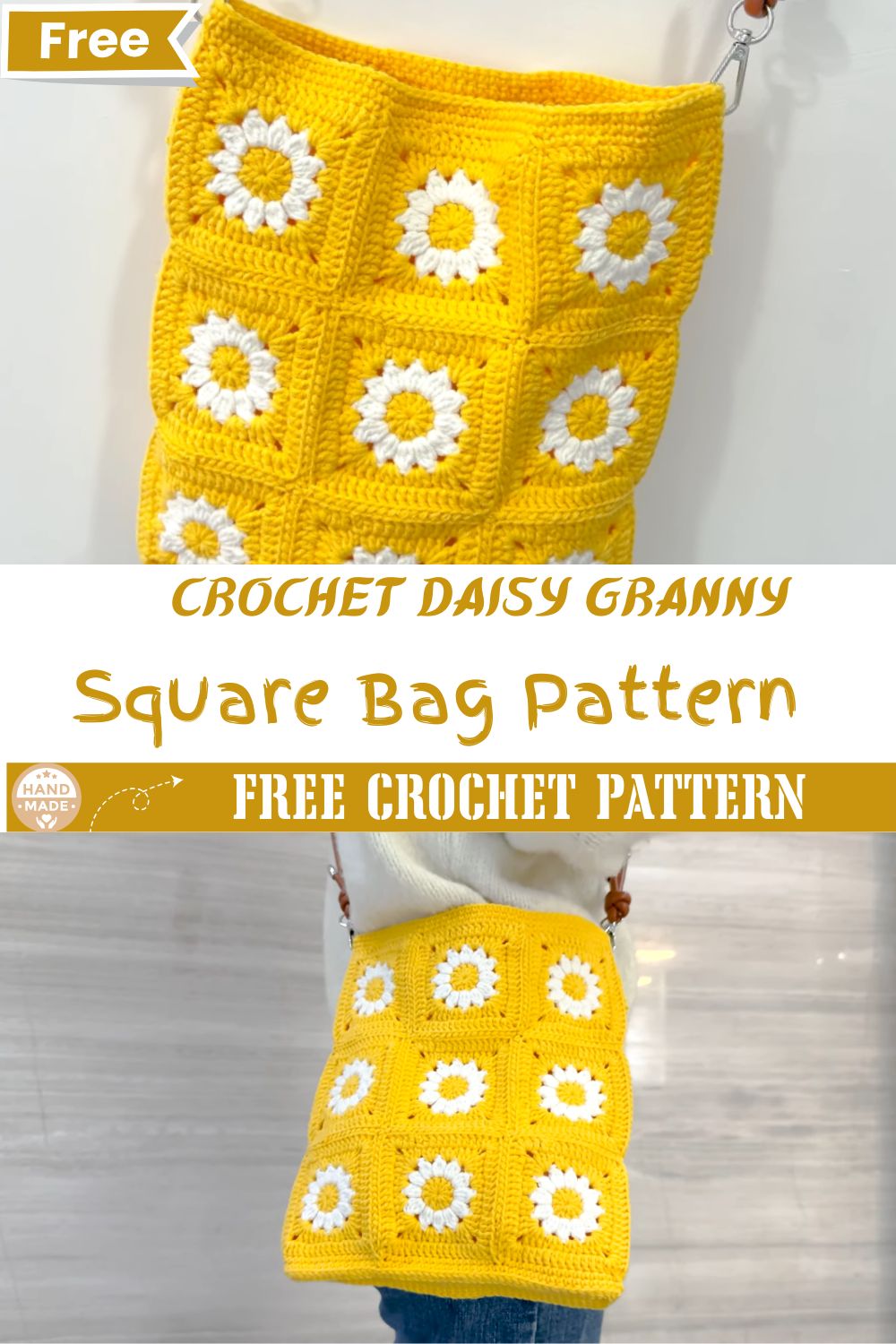 Crochet Daisy Granny Square Bag Free Pattern & Easy Tutorial