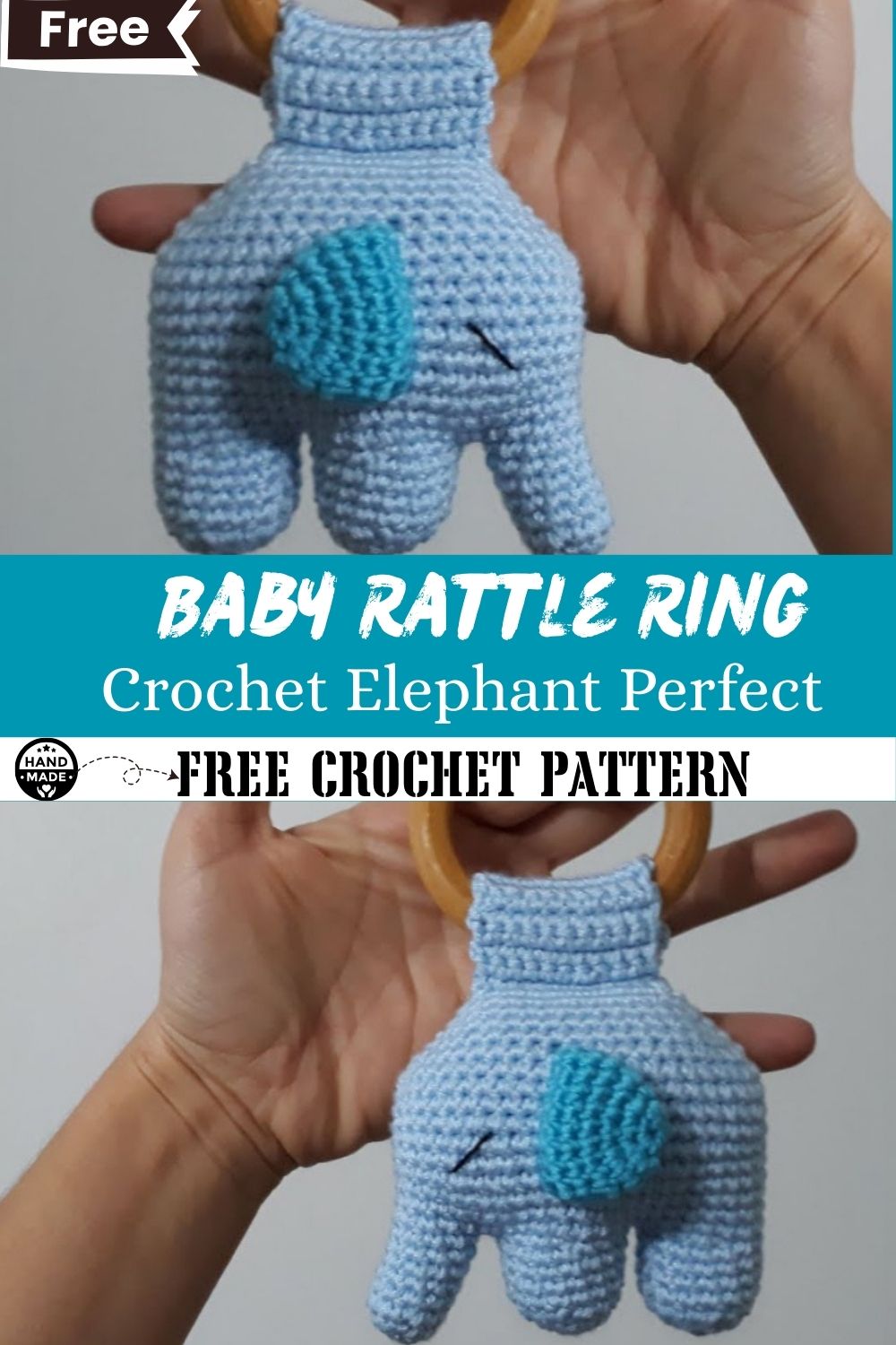 Crochet Elephant Baby Rattle Ring – Perfect Gift Idea
