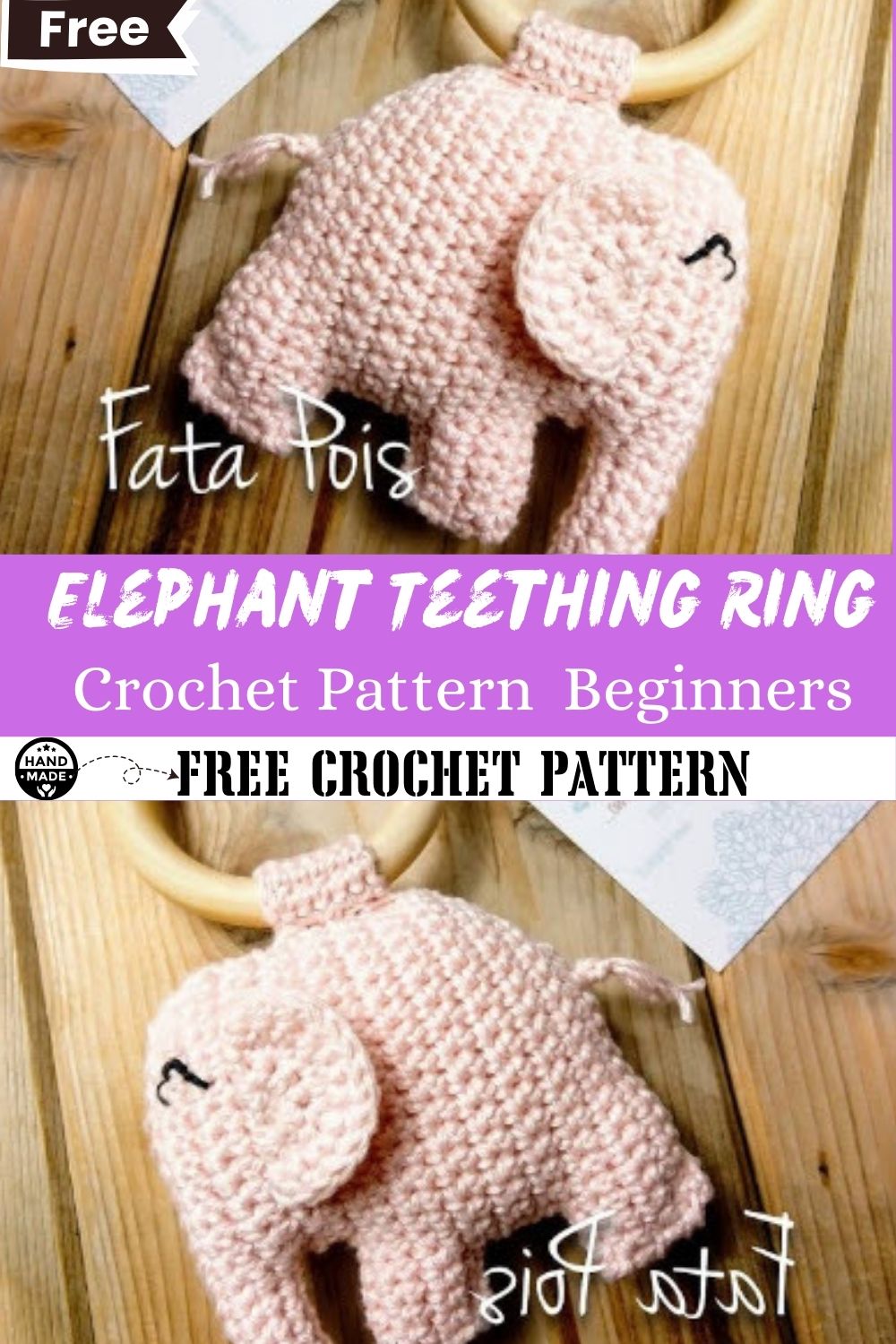 Crochet Elephant Teething Ring Pattern for Beginners
