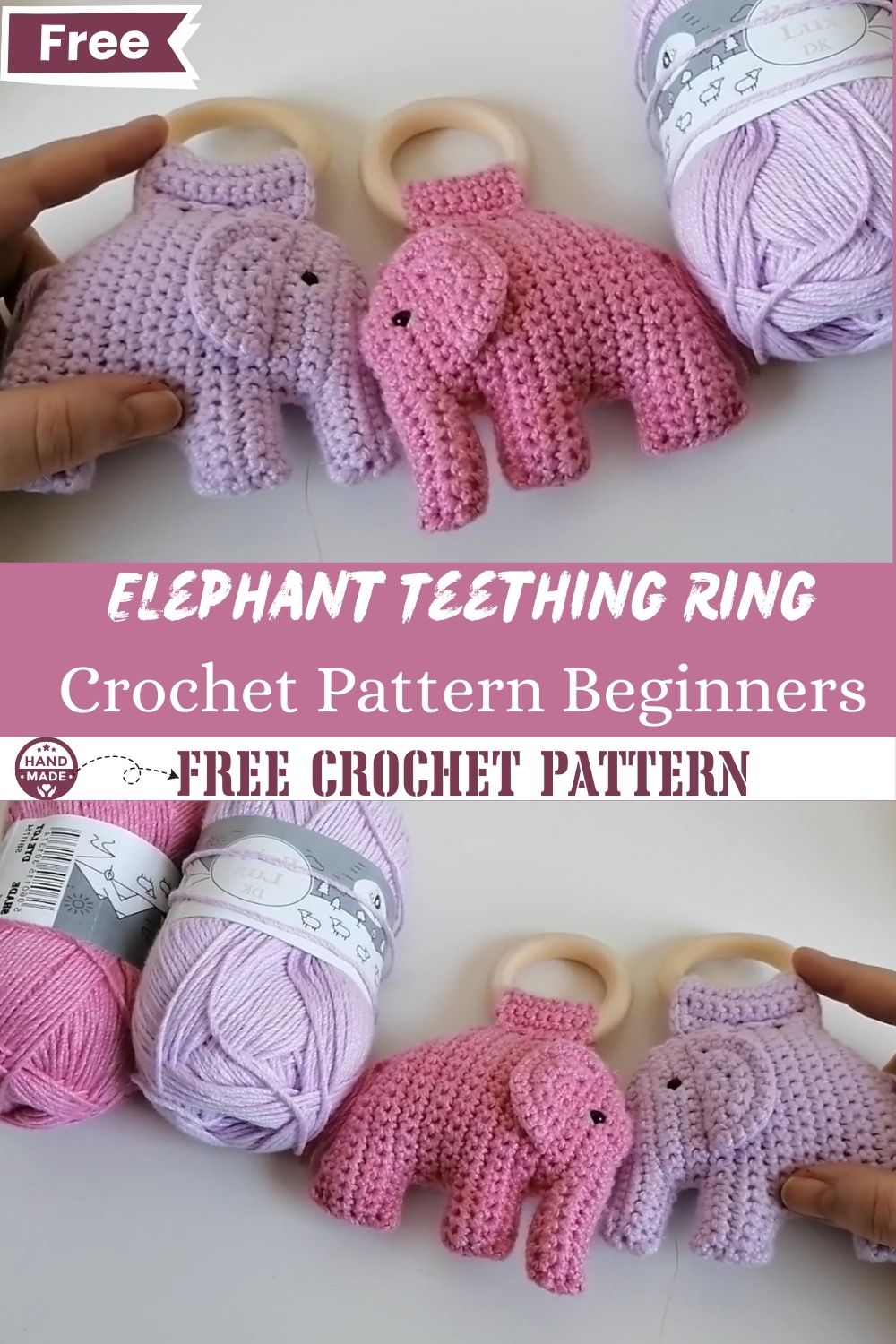 Crochet Elephant Teething Ring Pattern for Beginners