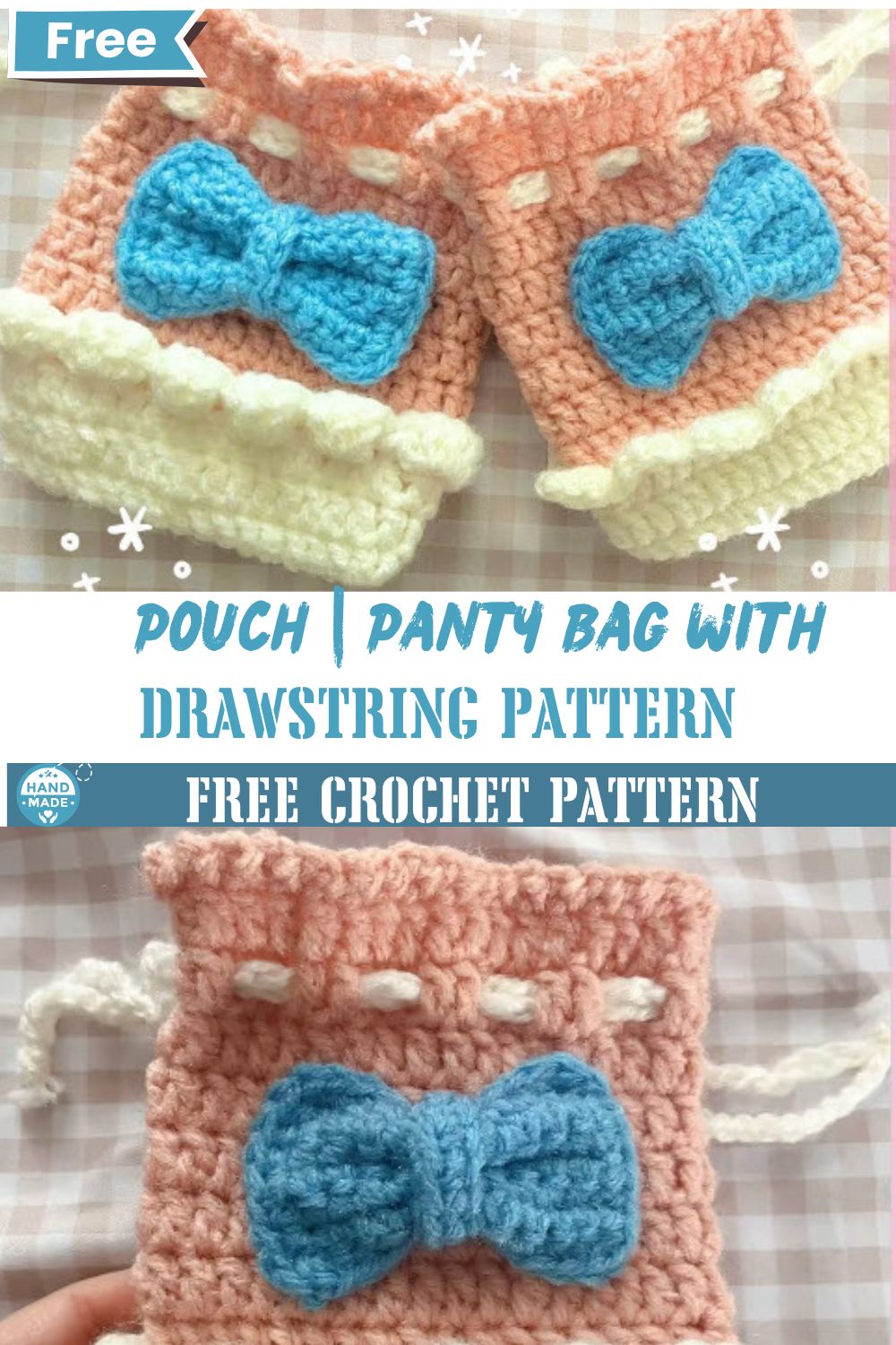 Crochet Travel Pouch Panty Bag with Drawstring Closure