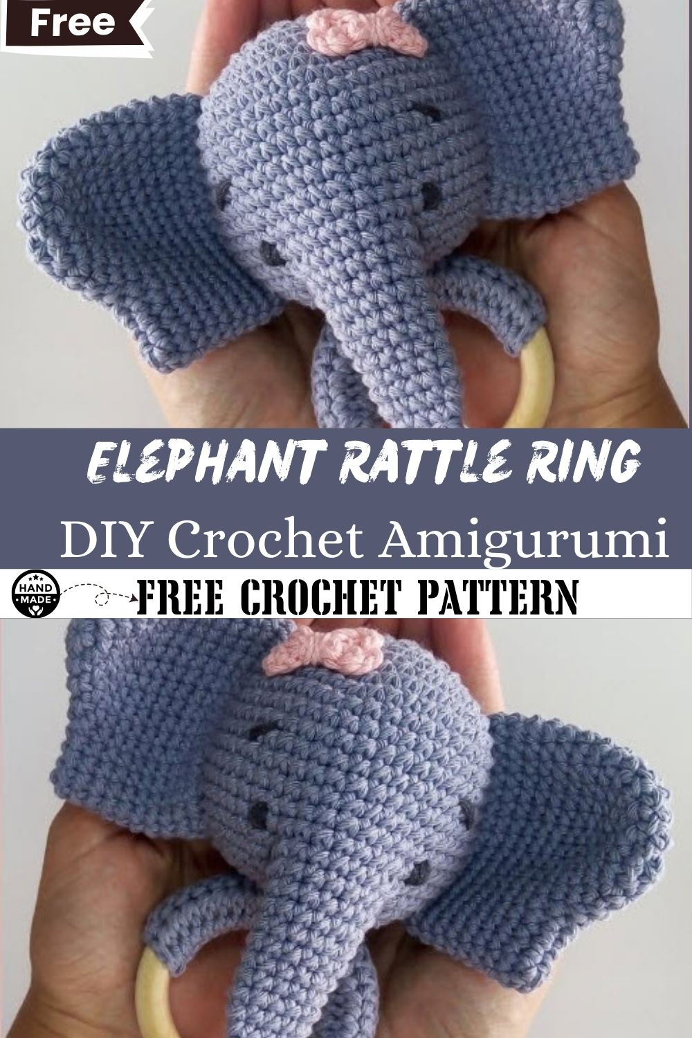 DIY Crochet Elephant Rattle Ring Amigurumi Tutorial