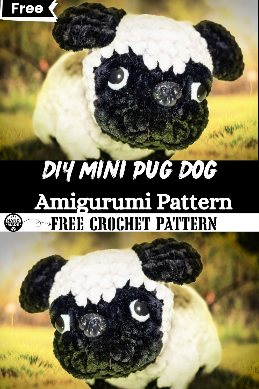 DIY Crochet Mini Pug Dog Cute Amigurumi Pattern Inspiration