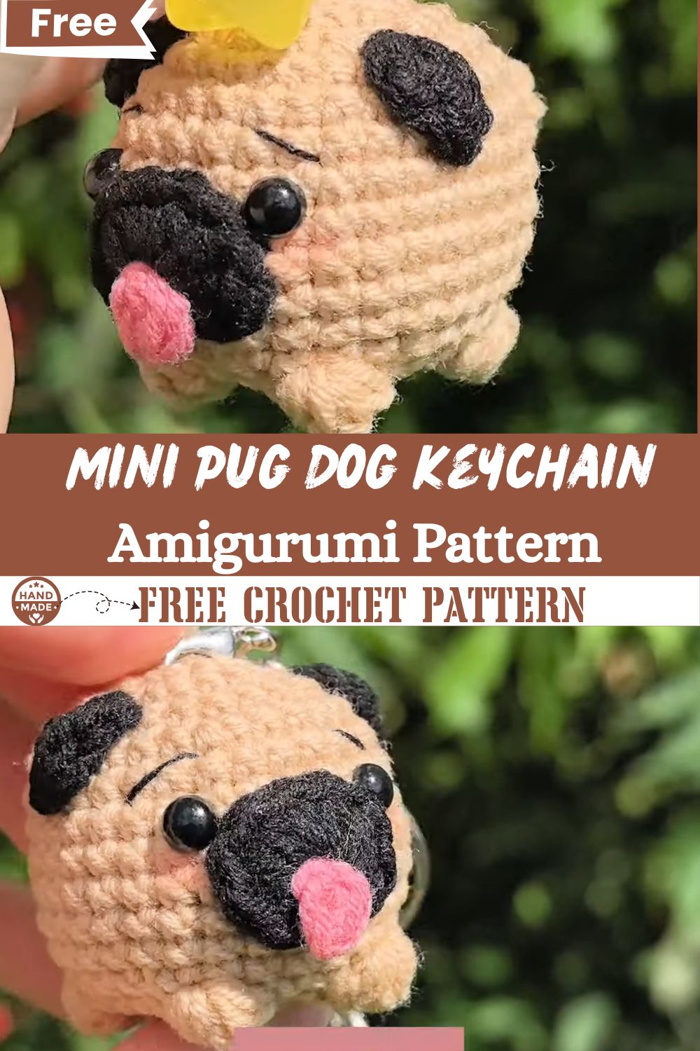 Free Pattern Crochet Mini Pug Dog Keychain Amigurumi