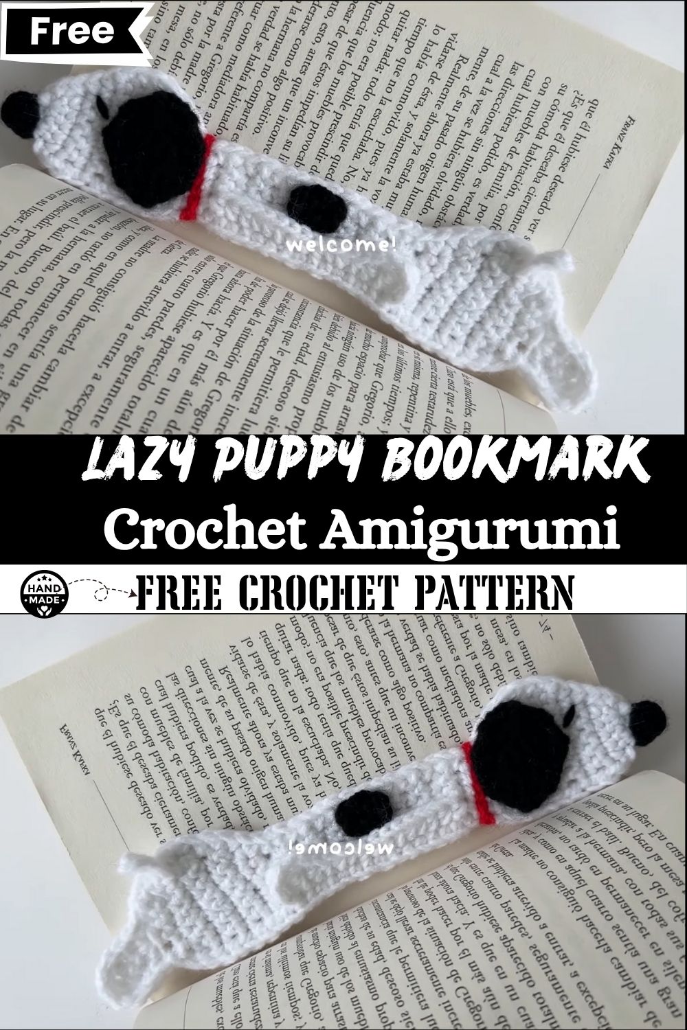 Crochet Lazy Puppy Bookmark Amigurumi – Handmade Gift Idea