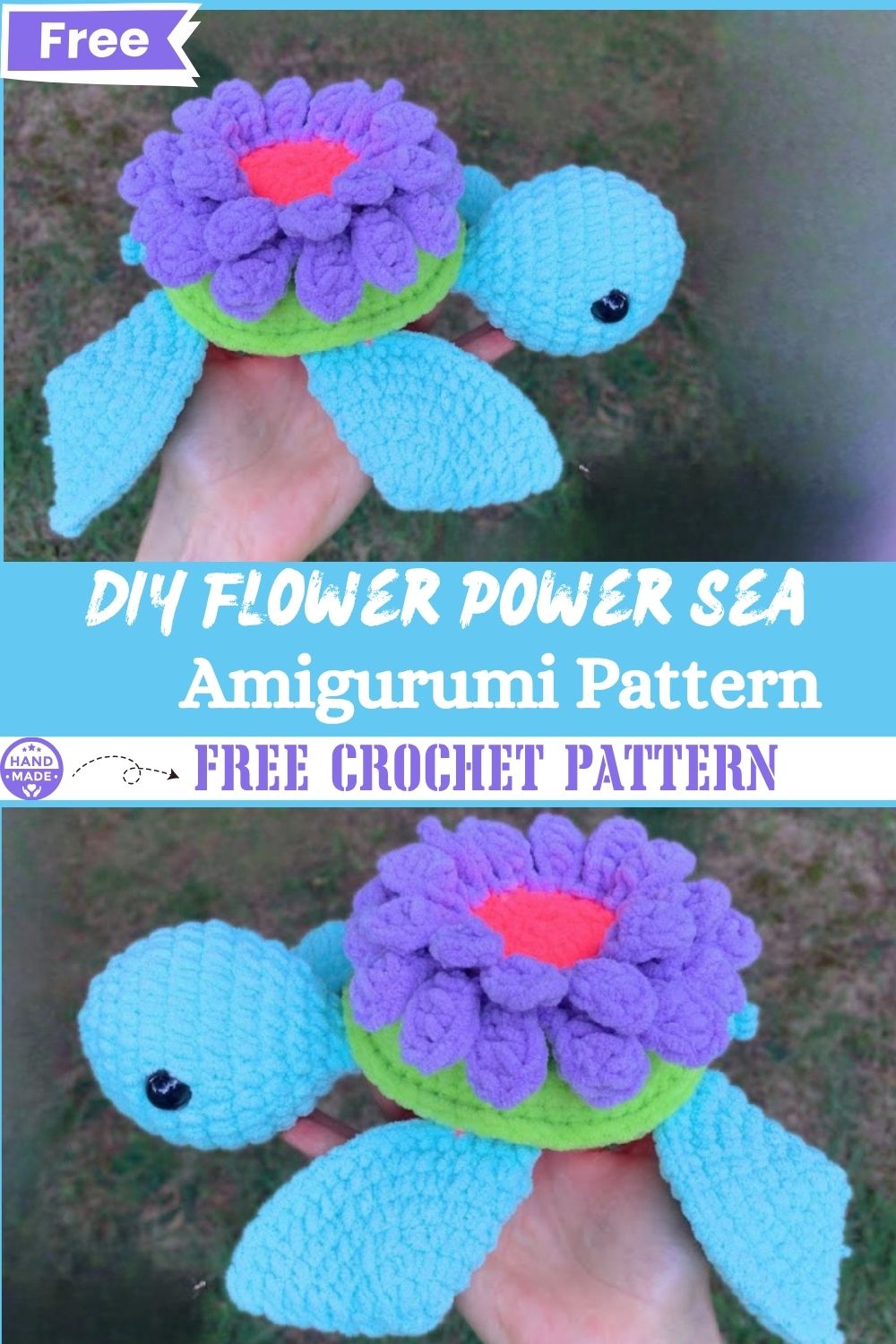 DIY Flower Power Sea Turtle Crochet Amigurumi Pattern