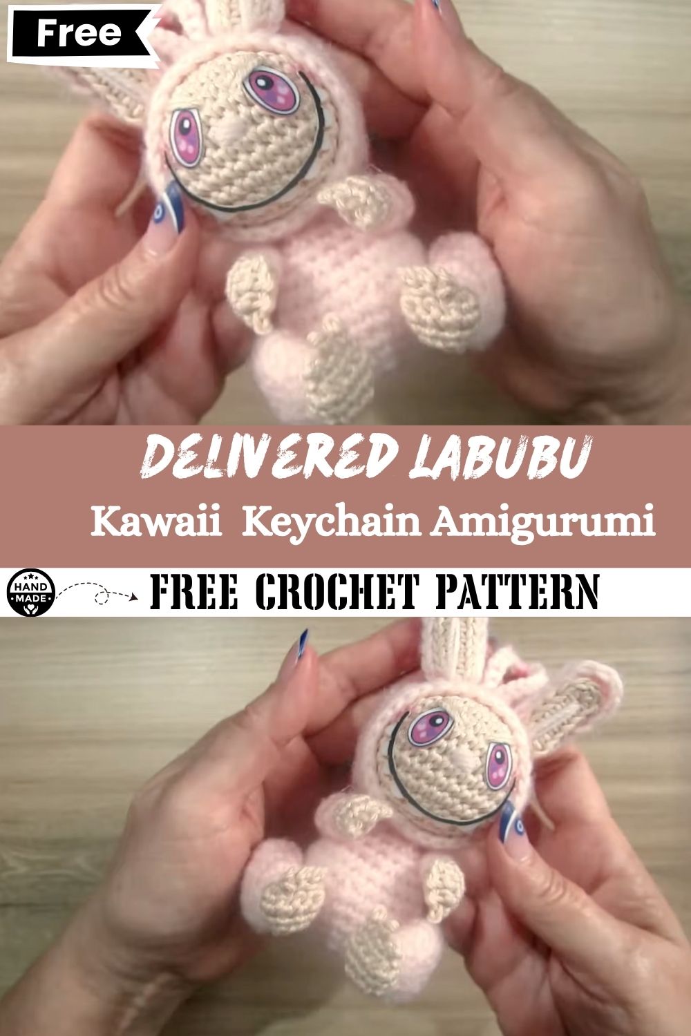 Delivered LABUBU Crochet Kawaii Mini Keychain Amigurumi