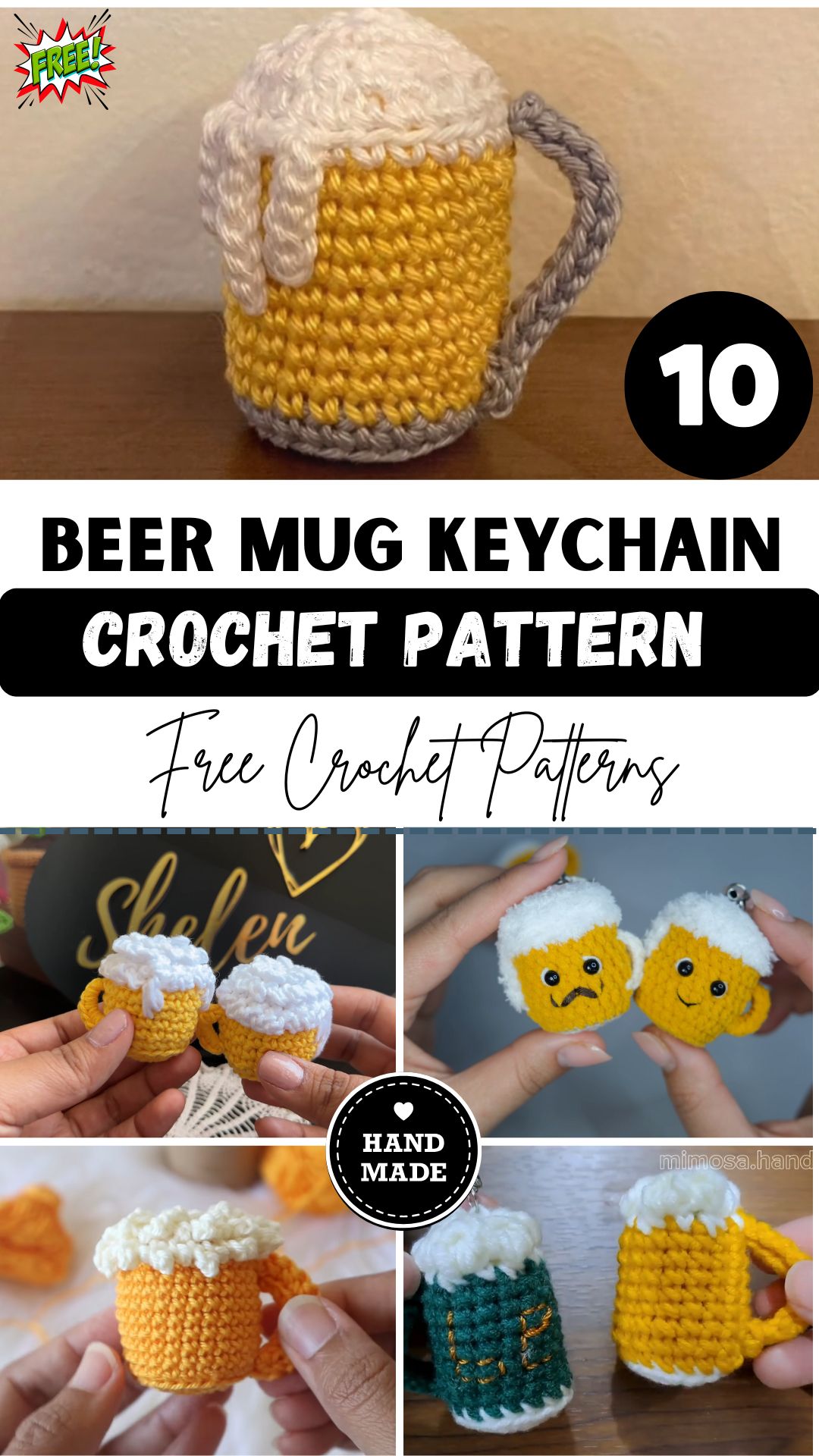 Crochet Beer Mug Keychain Pattern