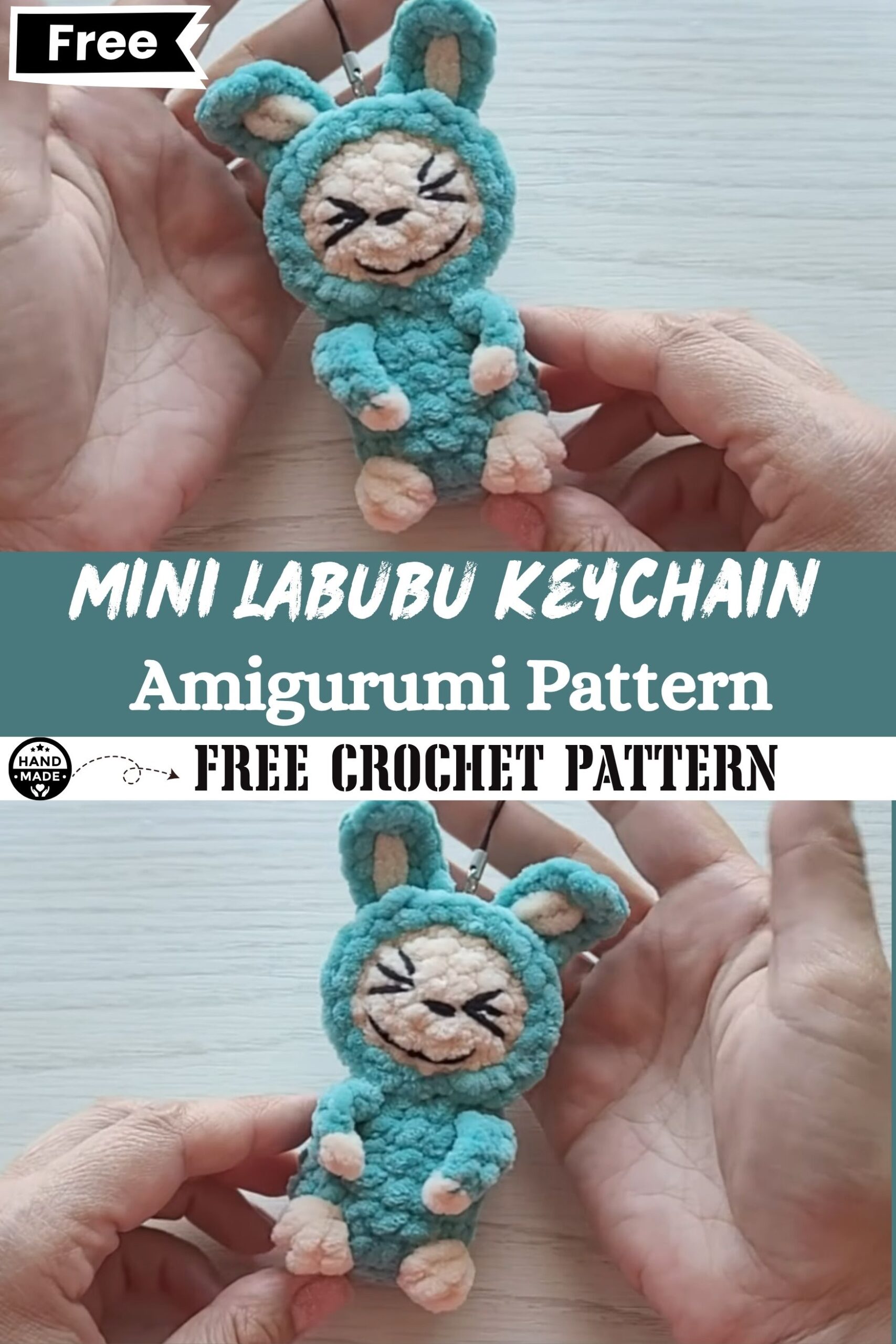 Make a Mini LABUBU Keychain Crochet Amigurumi Pattern