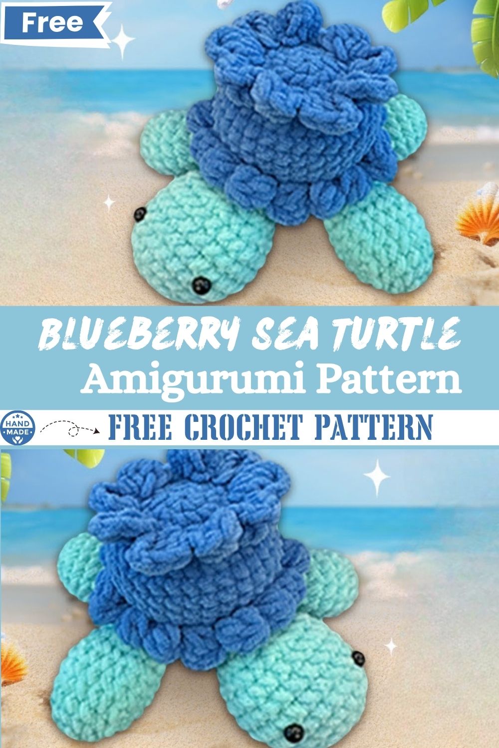 Blueberry Sea Turtle Crochet Cute Amigurumi Pattern