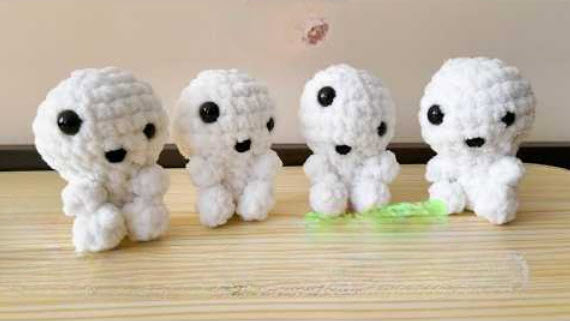 Ghibli Grove Crochet Fluffy Yarn Kodama Amigurumi Pattern
