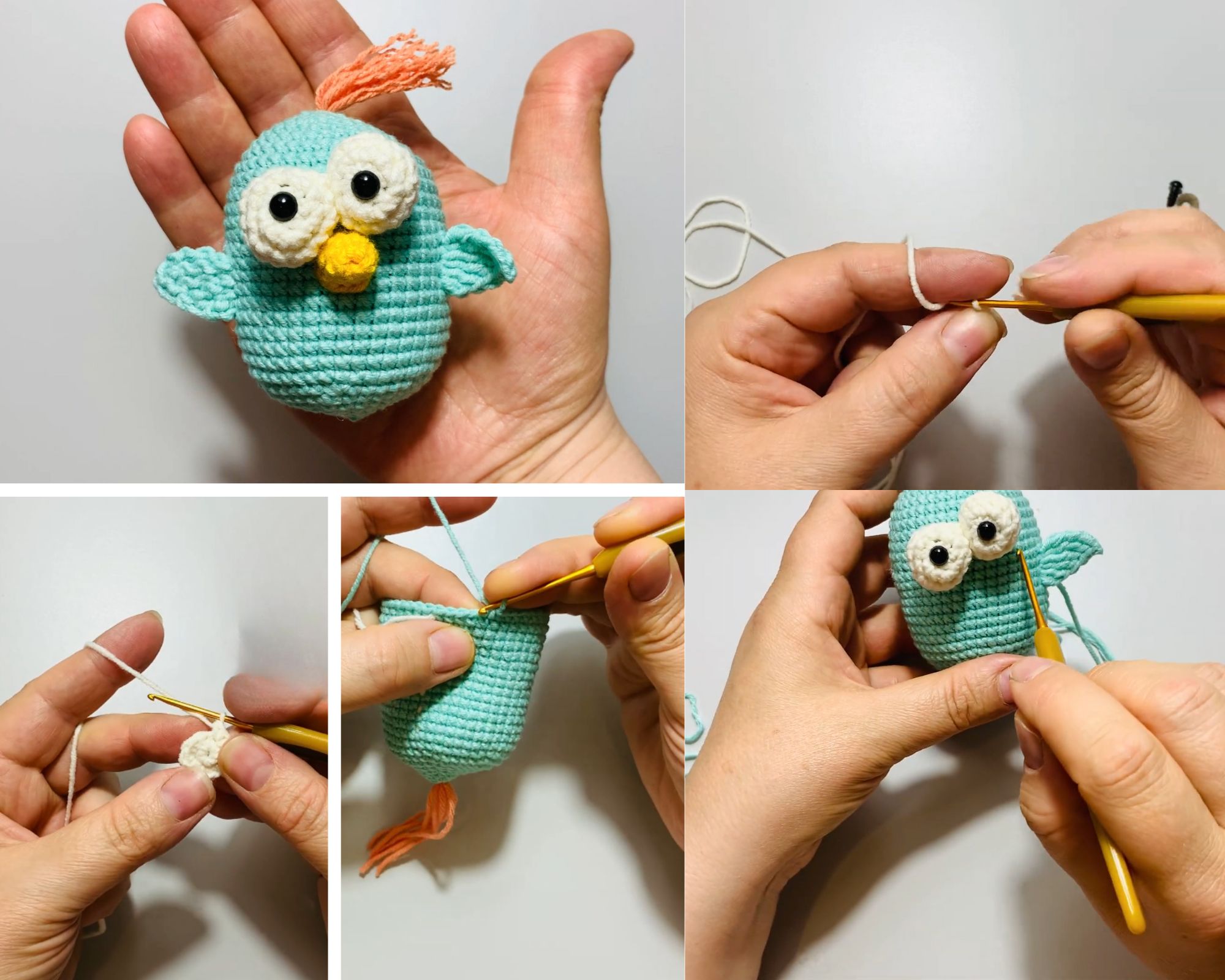 Mini Crochet Fluffy Bird Keychain Amigurumi Pattern