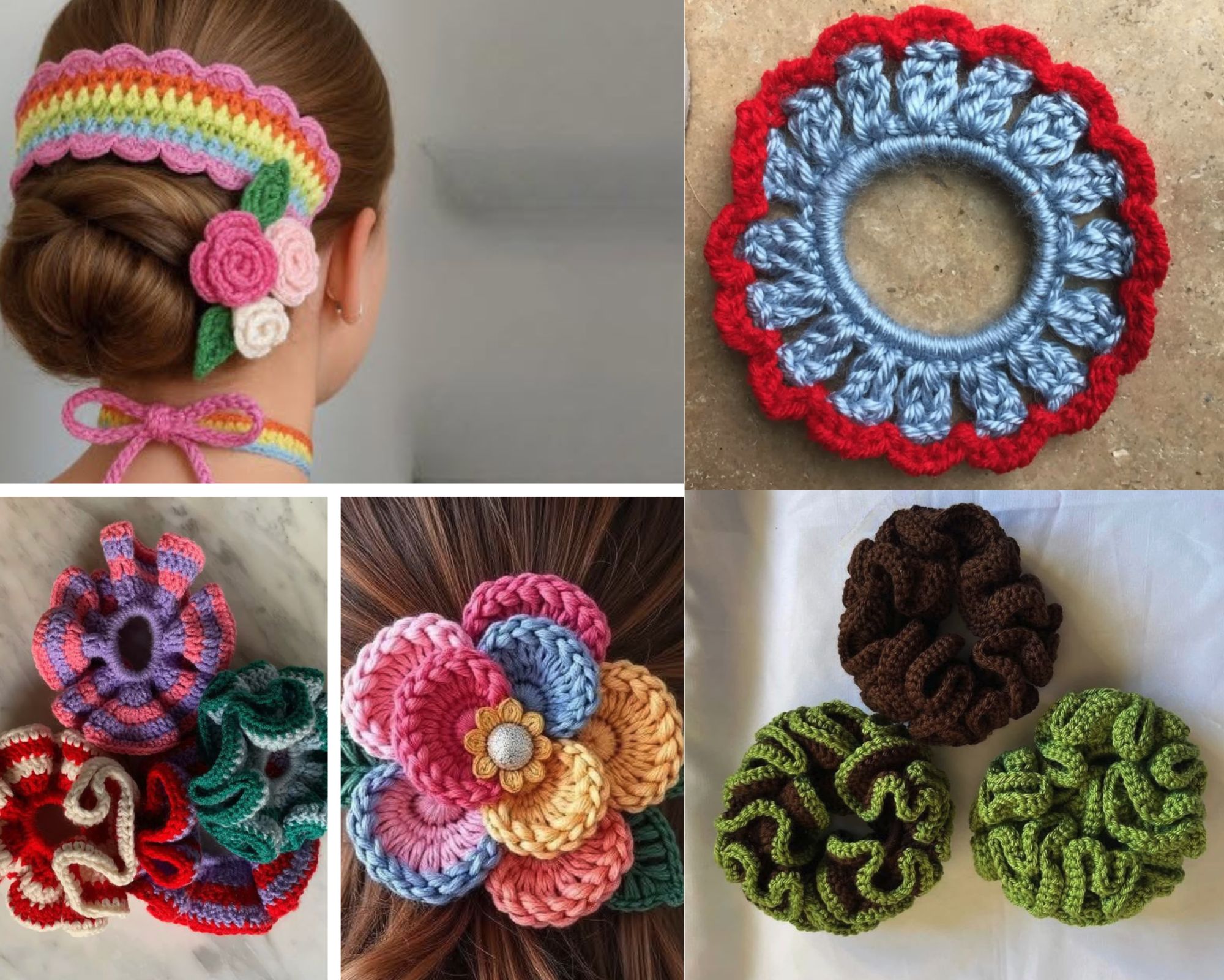 Bloom Crochet Hair Bands Floral Scrunchie Pattern