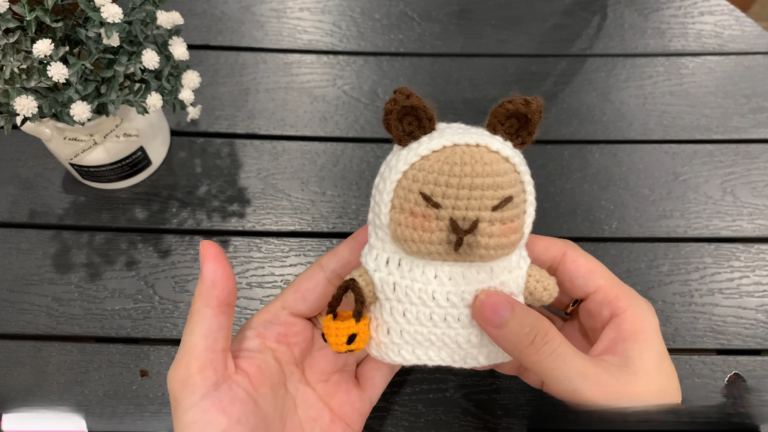 Awesome Crochet Capybara Ghost Ornament Amigurumi Pattern