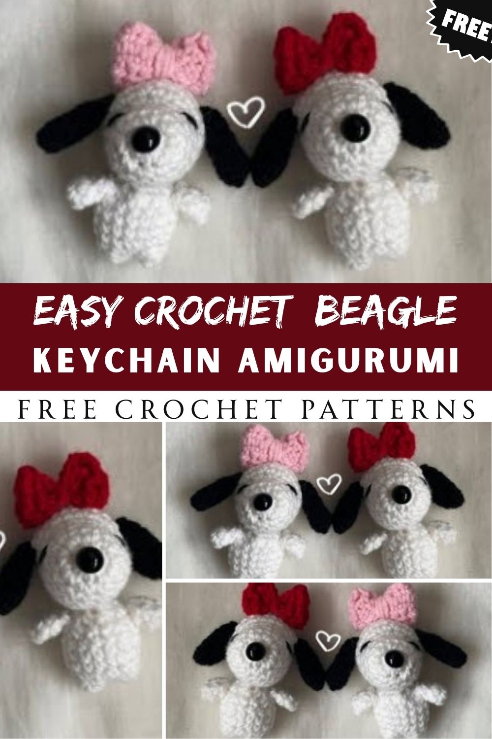 Easy Crochet Beagle Keychain Amigurumi Pattern Toy