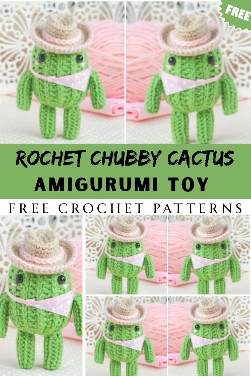 Mini Crochet Chubby Cactus Amigurumi Pattern Toy