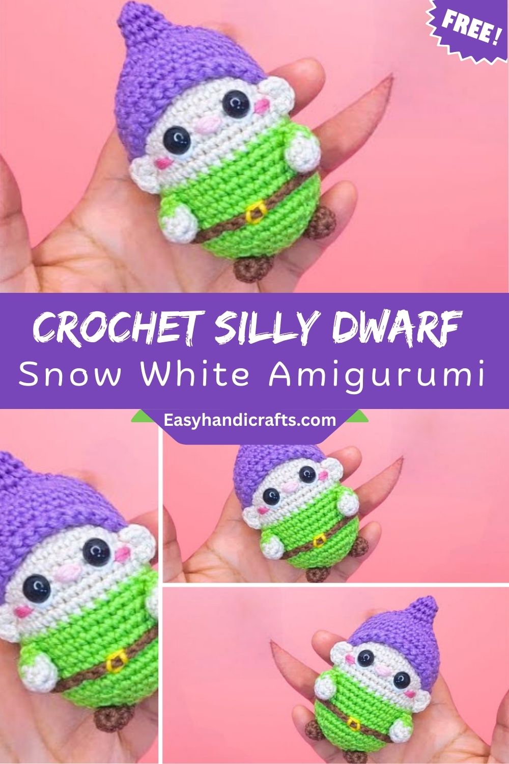 Playful Pal Crochet Silly Dwarf Snow White Amigurumi Pattern