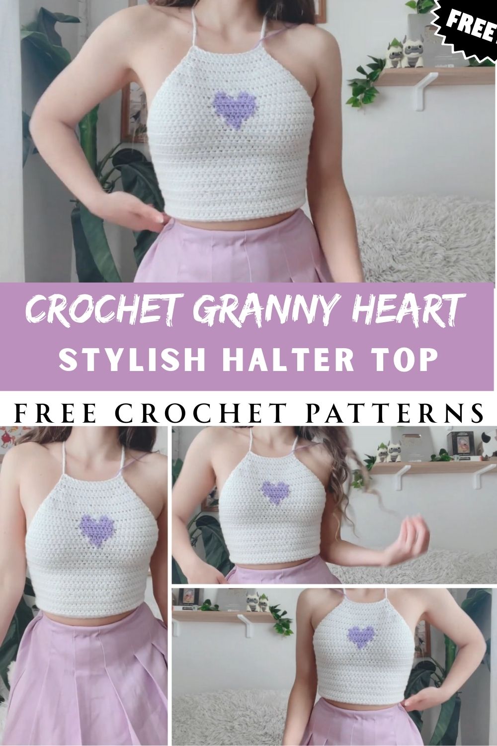 Stylish Crochet Granny Heart Halter Top Comfy Pattern