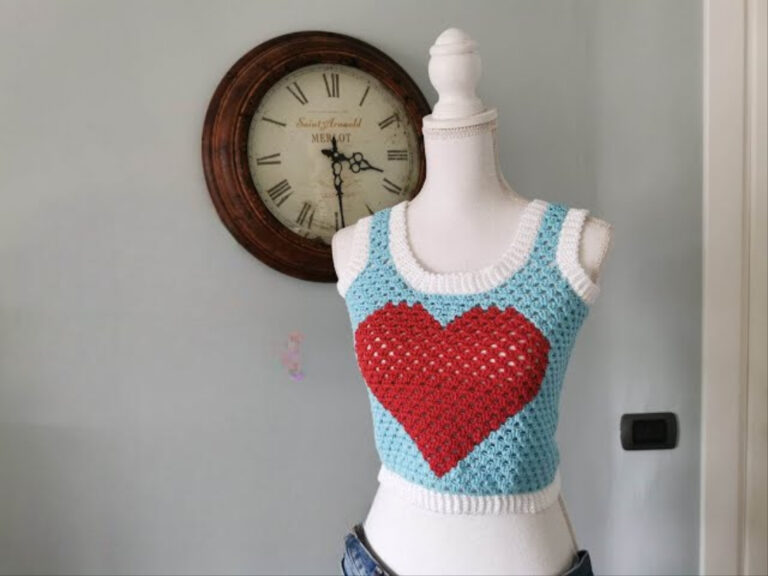 Crochet Heart Top Trendy Festival Wear with Adjustable Tie-Back Patterns