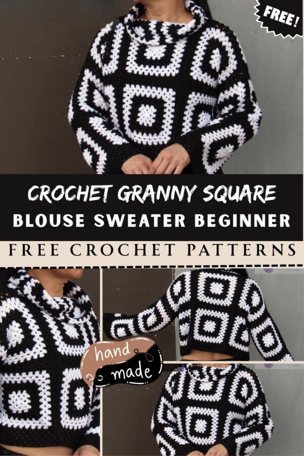 Artistic Crochet Granny Square Blouse Sweater Beginner Pattern
