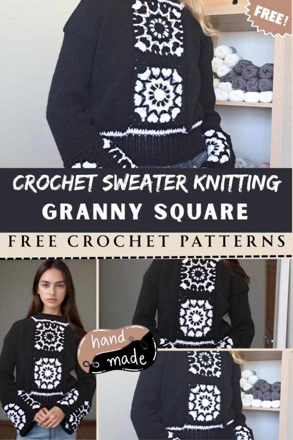 Awesome Crochet Sweater Knitting Granny Square Pattern 