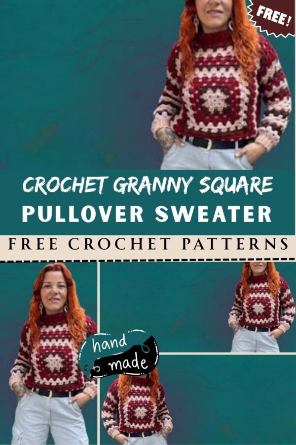 Beautiful Crochet Granny Square Pullover Sweater Pattern 