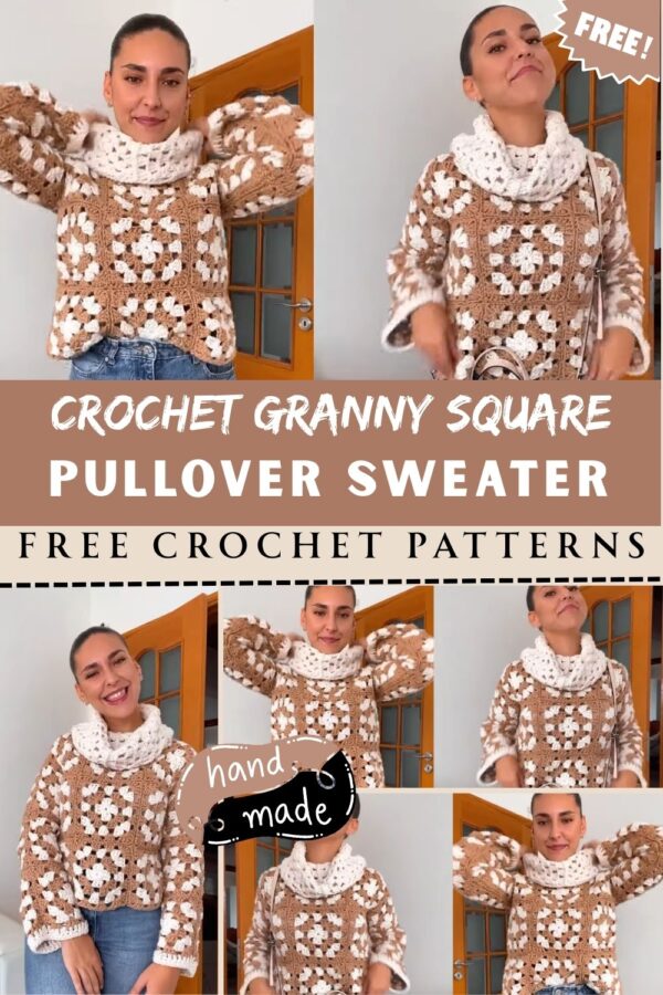 Beautiful Crochet Granny Square Pullover Sweater Pattern