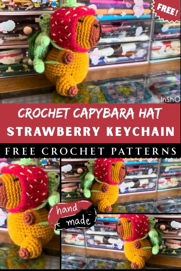 Crochet Capybara Hat Strawberry Keychain Pattern