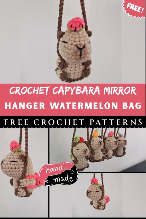 Crochet Capybara Mirror Hanger Watermelon Bag Pattern