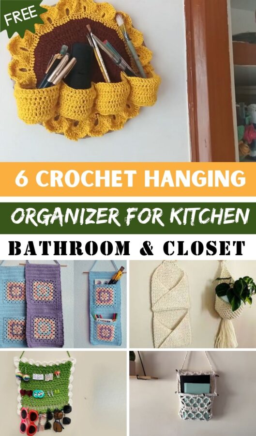 Easy Free Crochet Hanging Organizer for Kitchen, Bathroom & Closet
