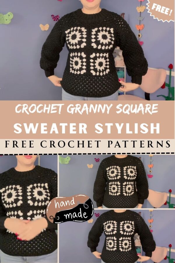 Flawless Crochet Granny Square Sweater Stylish Pattern