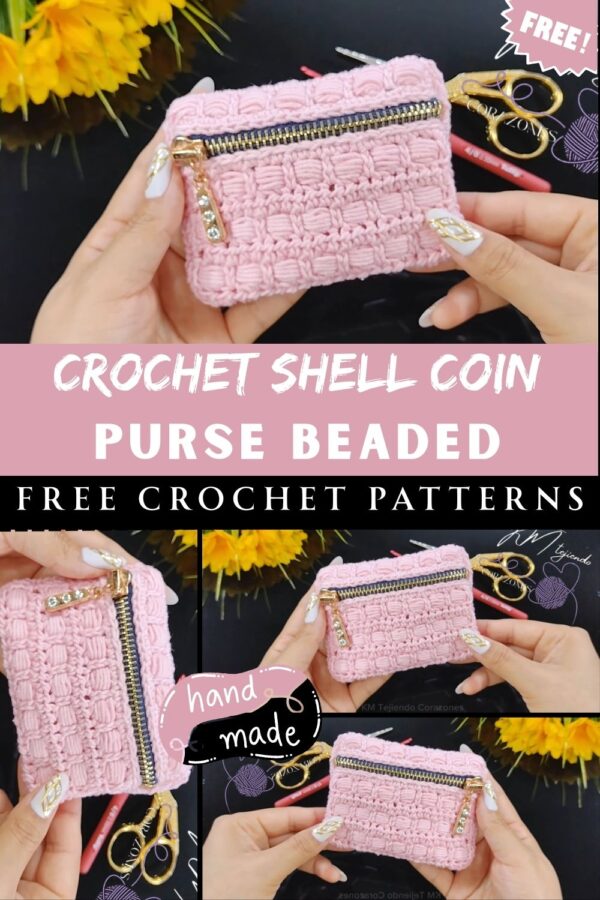 Shimmer Crochet Shell Coin Purse Beaded Pattern 