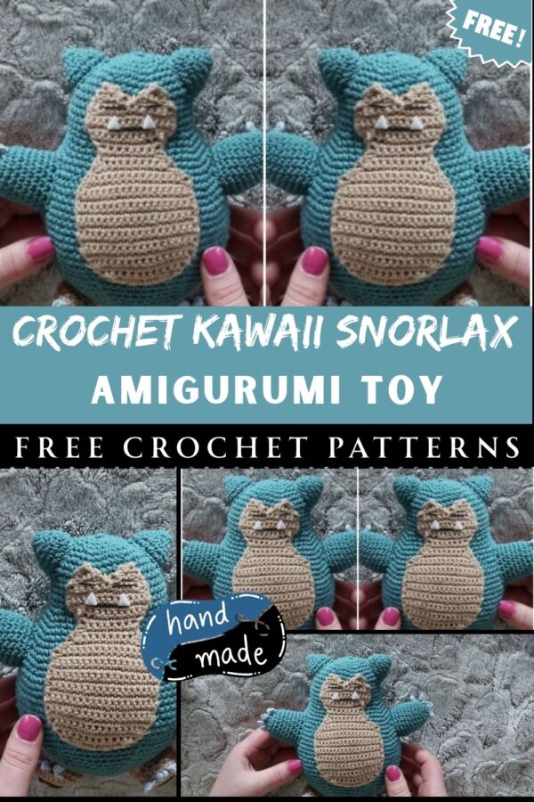 Sparkling Crochet Kawaii Snorlax Amigurumi Pattern Toy 
