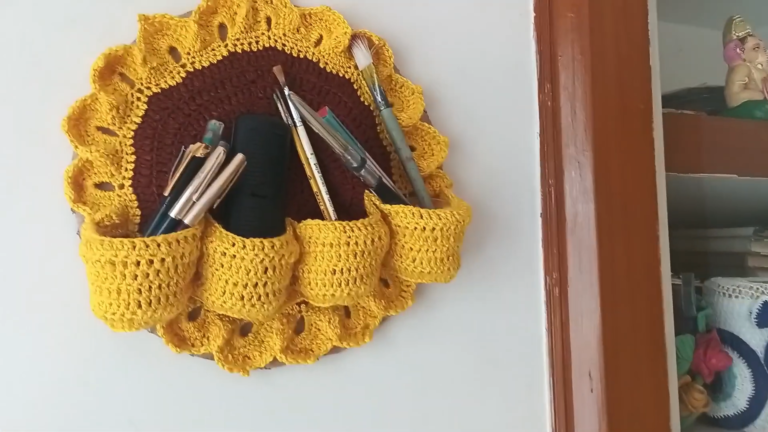 Easy Free Crochet Hanging Organizer for Kitchen, Bathroom & Closet