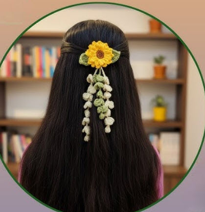 Crochet Sunflower Vibes Hair Clip to Brighten Your Hairstyle Pattern